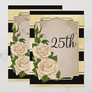 Romantische Elfenbeinküste Rose Gold Gerahmt 25. Einladung