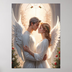 Romantische Engel-Paarmalerei Poster
