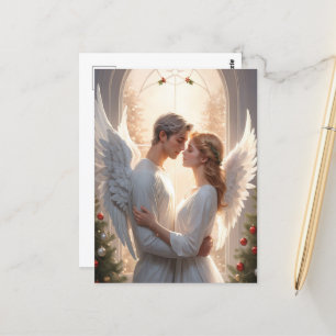 Romantische Engel-Paarmalerei Postkarte