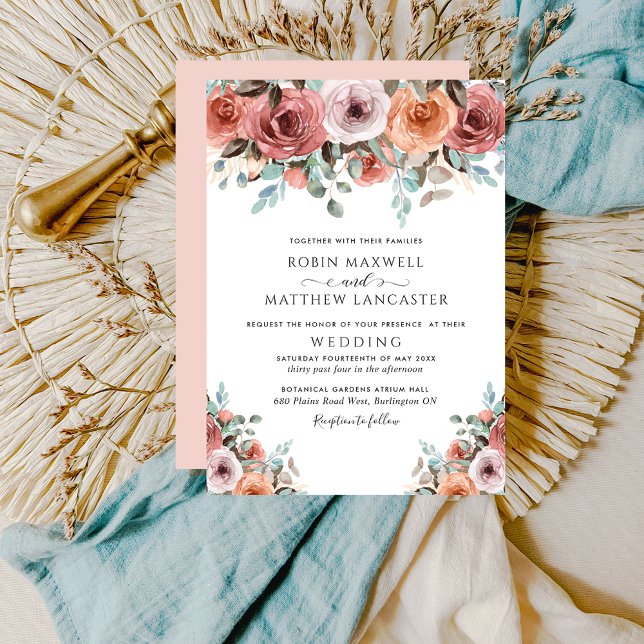 Romantische Ethereal Blush Peach Floral Wedding Einladung (Von Creator hochgeladen)
