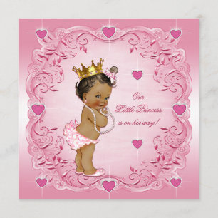 Romantische Ethnisch-Prinzessin-Liebe Herz-Babydus Einladung