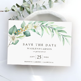 Romantische Eukalyptus Grüne Blätter Hochzeit Save The Date