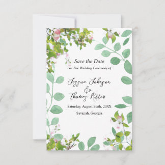Romantische Eukalyptus-Sommerhochzeit rettet das D Save The Date