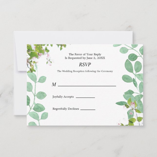 Romantische Eukalyptus Summer Wedding RSVP Card Karte (Vorderseite)