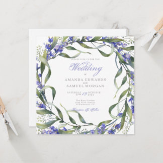Romantische Eukalyptus- und Lavendel-Hochzeitseinl Einladung