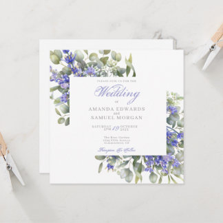 Romantische Eukalyptus- und Lavendel-Hochzeitseinl Einladung