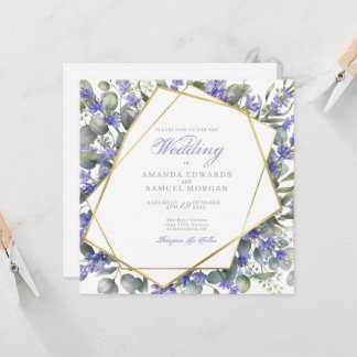Romantische Eukalyptus- und Lavendel-Hochzeitseinl Einladung