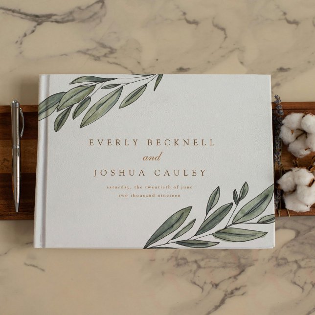 Romantische Evergreen Botanische Hochzeit Gästebuch (Romantic Evergreen Botanical Wedding Guest Book)