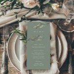 Romantische Evergreen Wedding Menu Card Menükarte<br><div class="desc">Romantische Aquarelllaurel-Blätter sorgen für diese schöne Hochzeitskarte. Eine ganze Reihe moderner romantischer Stücke finden Sie unter dem Link unten.</div>