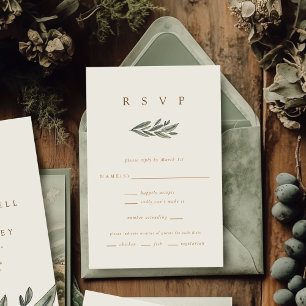 Romantische Evergreen Wedding RSVP Karte