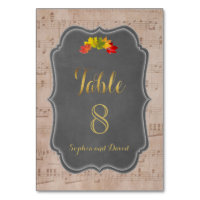Romantische Fall Music Sheet Wedding TISCHNUMMER