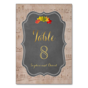 Romantische Fall Music Sheet Wedding TISCHNUMMER