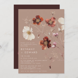 Romantische Fall Taupe Wildblume Engagement Party Einladung