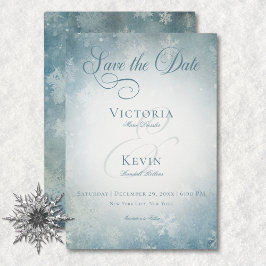 Romantische Fallende Schneeblauer und Weiße Hochze Save The Date