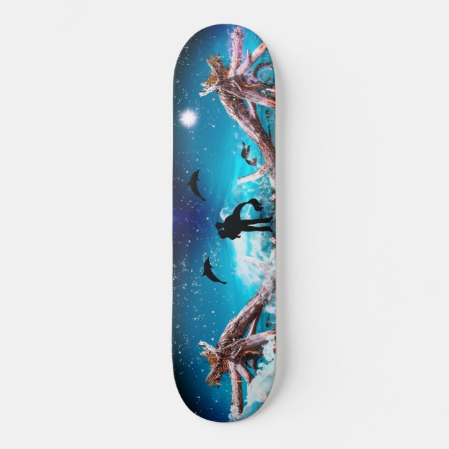 Romantische Fantasie Mythische Meerjungfrau Seefah Skateboard (Vorderseite)