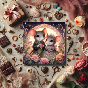 Romantische Fantasy Mice Whimsical Valentine Feiertagskarte