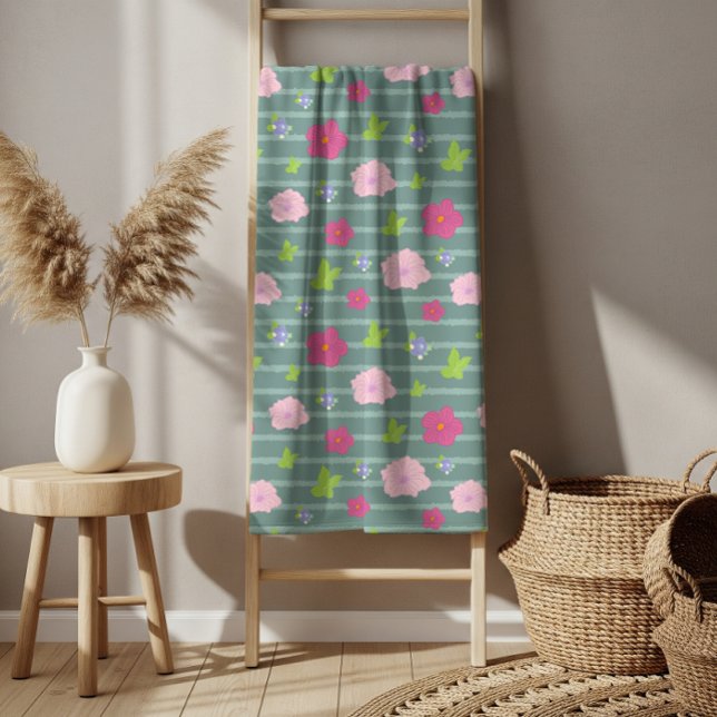 Romantische farbenfrohe Chic Floral Pattern Trendy Badhandtuch Set (Colorful Chic Flowers Pattern Bath Towel Set)