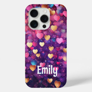 Romantische farbenfrohe Herzen Name Pink Purpur Go Case-Mate iPhone Hülle
