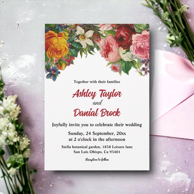 Romantische farbenfrohe Rose Elegante Hochzeit der Einladung (Von Creator hochgeladen)
