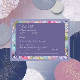 romantische farbenfrohe Wildblume Hochzeit RSVP Karte