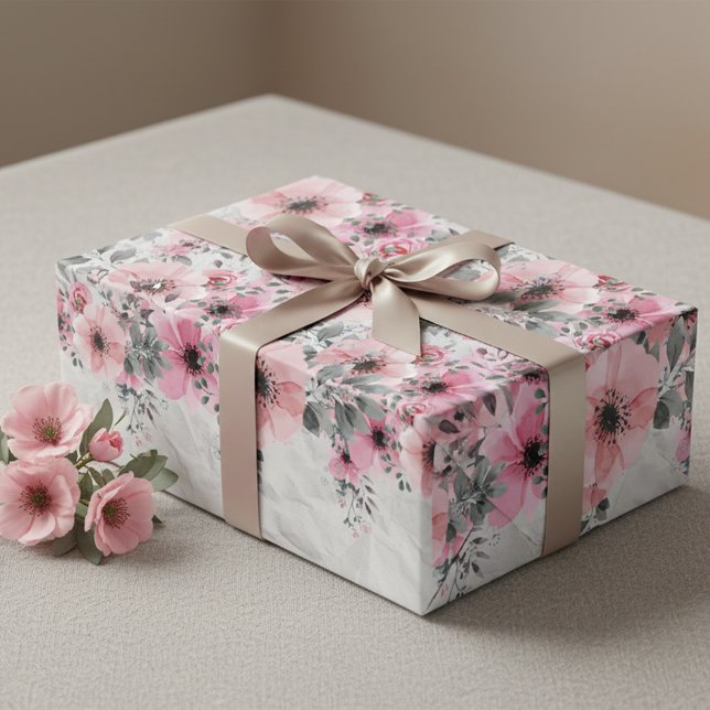 Romantische Feminine Elegante Antique Rosa Flora Geschenkpapier Set (Von Creator hochgeladen)
