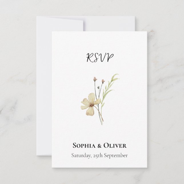 Romantische Field-Blume Minimalistisch Wedding RSV RSVP Karte (Vorderseite)
