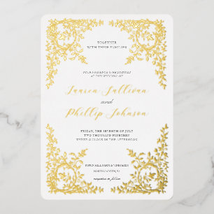 Romantische Fine Art Wedding Vintager französische Folieneinladung
