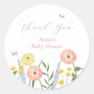 Romantische Flora Elegance Babydusche Geschenk Tag Runder Aufkleber