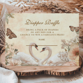 Romantische Floral Swan Diapper Raffle Begleitkarte
