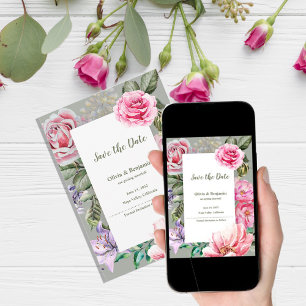 Romantische Florale Blush-Gartenhochzeit - Heirats Ankündigung