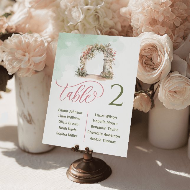 Romantische florale Bogen-Hochzeit-Tischkarten Sit Tischnummer (Romantic Floral Arch Wedding Table Cards Seating)