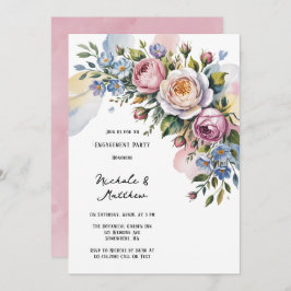 Romantische florale Bouquet-Engagement-Partei Einladung