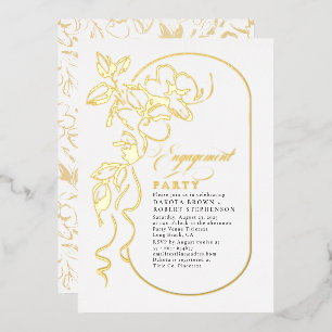 Romantische florale elegante Verlobungsfeier Gold Folieneinladung