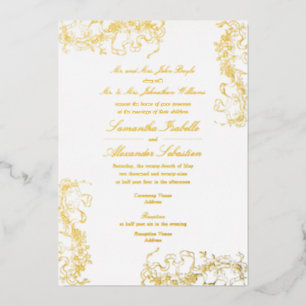 Romantische florale französische Rokoko-Hochzeit b Folieneinladung