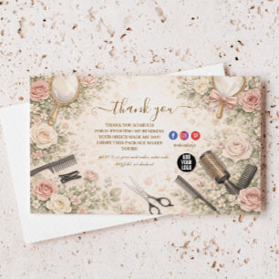 Romantische Florale Haarstudio-Branding Dankeskarte