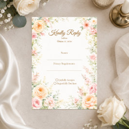 Romantische florale Hochzeit RSVP Karte