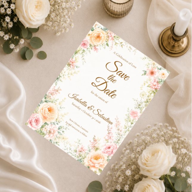 Romantische florale Hochzeit Save The Date (Von Creator hochgeladen)