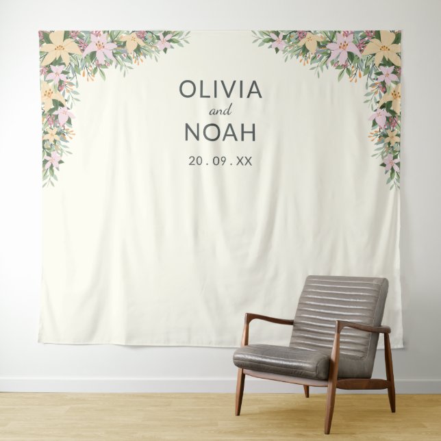 Romantische florale Hochzeit Wandteppich (Beispiel (Horizontal))