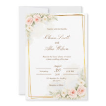 Romantische Florale Hochzeits-Einladung Dusty Blus