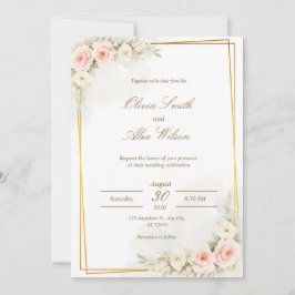 Romantische Florale Hochzeits-Einladung Dusty Blus Einladung