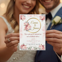 Romantische Florale Hochzeits-Einladung | Rosé und
