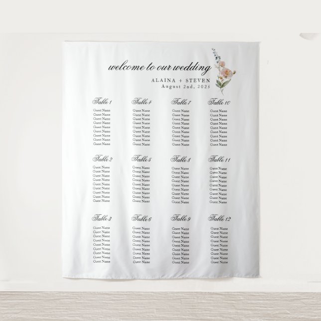 Romantische florale Hochzeitsdekor Wandteppich (Vorderseite)