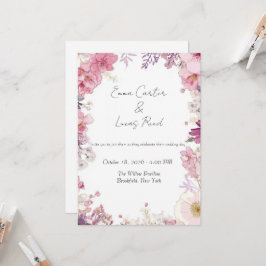 Romantische Florale Hochzeitseinladungskarte Einladung
