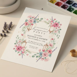 Romantische Florale Laternen-Hochzeitseinladung Einladung