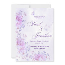 💐Romantische Florale Lila Hochzeitseinladung