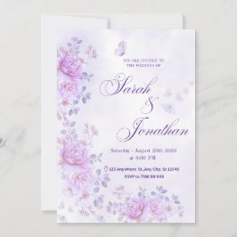 💐Romantische Florale Lila Hochzeitseinladung Ankündigung