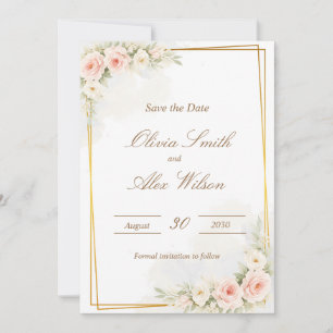 Romantische florale Save-the-Date-Einladung Dusty