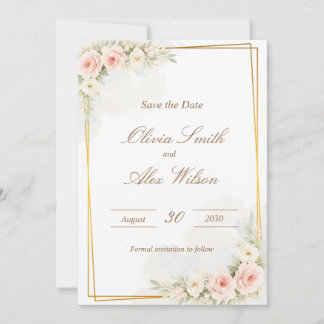 Romantische florale Save-the-Date-Einladung Dusty
