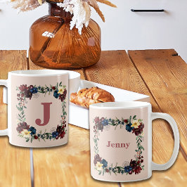 Romantische Florals Custom Monogram Kaffeetasse