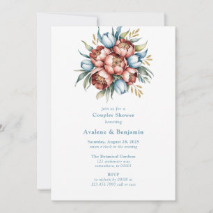 Romantische Florals: Peonies & Tulips Paare Dusche Einladung